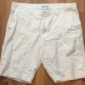 Men’s Calvin Klein white shorts linen cotton blend